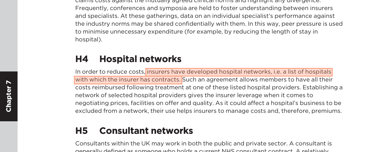 Provider networks - why insurers run them - IF7 page 146
